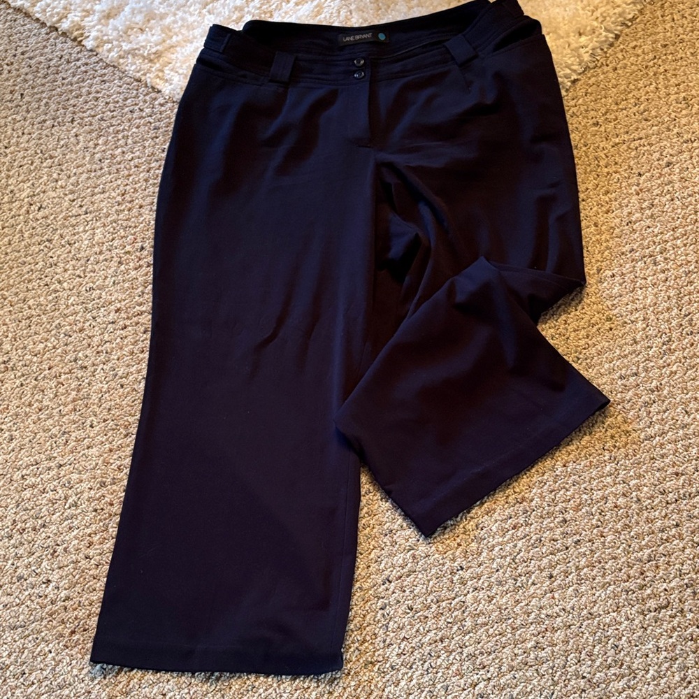 Lane Bryant Navy Wide-Leg Pull-On Trousers